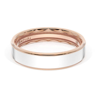 Flat High Polish Finish Wedding Band in 14kt Rose Gold & 14kt White Gold