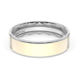 Flat High Polish Finish Wedding Band in 14kt Rose Gold & 14kt White Gold