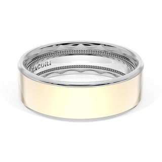 Flat High Polish Finish Wedding Band in 14kt Rose Gold & 14kt White Gold