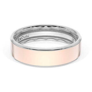 Flat High Polish Finish Wedding Band in 14kt Rose Gold & 14kt White Gold