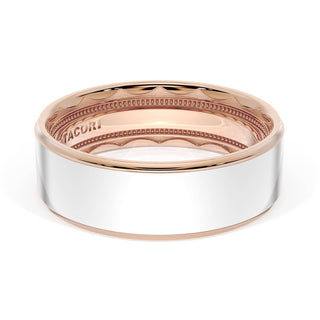 Flat High Polish Finish Wedding Band in 14kt Rose Gold & 14kt White Gold