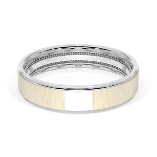 Flat Satin Finish Wedding Band in 14kt Rose Gold & 14kt White Gold