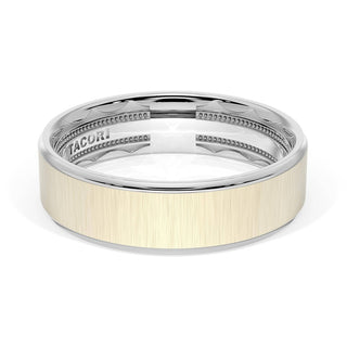 Flat Satin Finish Wedding Band in 14kt Rose Gold & 14kt White Gold