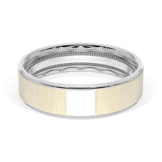 Flat Satin Finish Wedding Band in 14kt Rose Gold & 14kt White Gold