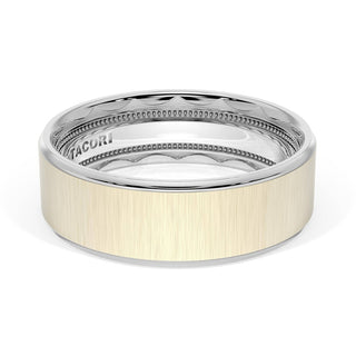 Flat Satin Finish Wedding Band in 14kt Rose Gold & 14kt White Gold