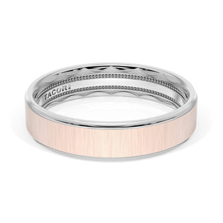 Flat Satin Finish Wedding Band in 14kt Rose Gold & 14kt White Gold