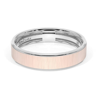 Flat Satin Finish Wedding Band in 14kt Rose Gold & 14kt White Gold