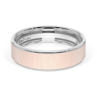 Flat Satin Finish Wedding Band in 14kt Rose Gold & 14kt White Gold