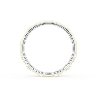 High Polish Finish Faceted Wedding Band in 14kt Rose Gold & 14kt White Gold