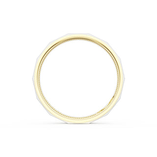 Satin Finish Faceted Wedding Band in 14kt Yellow Gold & 14kt White Gold
