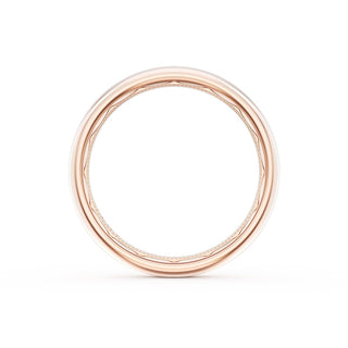 Rounded High Polish Finish Black Diamond Wedding Band in 14kt Rose Gold