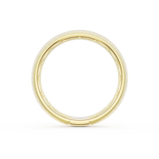 Rounded Satin Finish Black Diamond Wedding Band in 14kt Yellow Gold