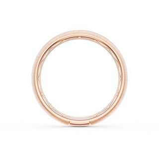 Rounded Satin Finish Black Diamond Wedding Band in 14kt Rose Gold