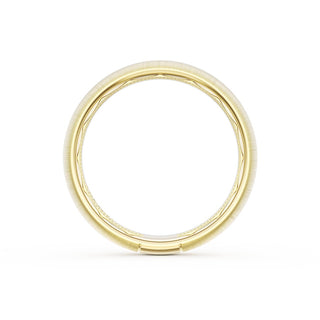 Rounded Satin Finish Black Diamond Wedding Band in 14kt Yellow Gold