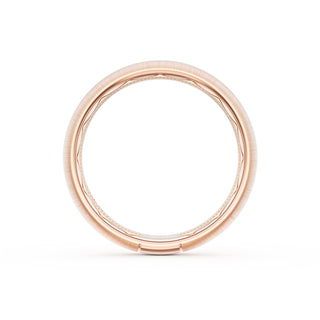 Rounded Satin Finish Black Diamond Wedding Band in 14kt Rose Gold