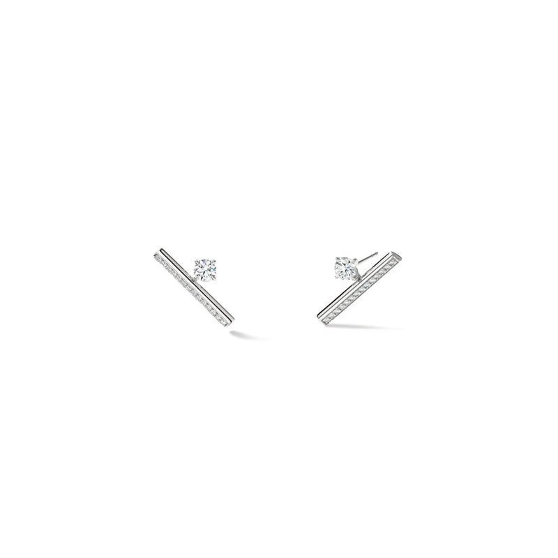 Hearts on Fire Barre Floating Single Diamond Pavé Climber Earrings UU2851 : 0.80 :  : 18KR : GH/VS