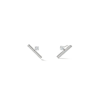 Hearts on Fire Barre Floating Single Diamond Pavé Climber Earrings UU2851 : 0.80 :  : 18KY : GH/VS