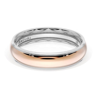 Rounded High Polish Finish Wedding Band in Platinum & 14kt Rose Gold
