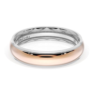Rounded High Polish Finish Wedding Band in 18kt White Gold & 18kt Yellow Gold