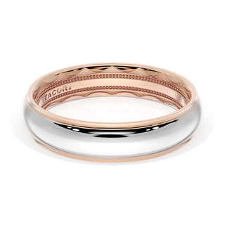 Rounded High Polish Finish Wedding Band in 14kt Rose Gold & Platinum