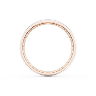Rounded High Polish Finish Wedding Band in 14kt Rose Gold & Platinum