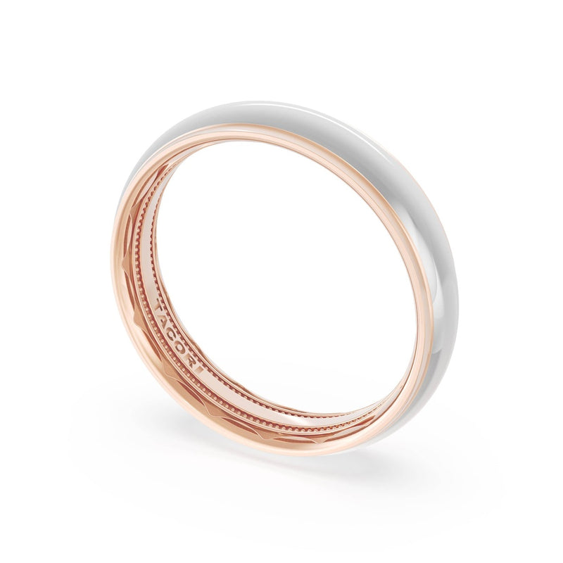 Rounded High Polish Finish Wedding Band in 14kt Rose Gold & 14kt White Gold