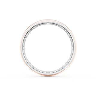Rounded High Polish Finish Wedding Band in 14kt White Gold & 14kt Rose Gold