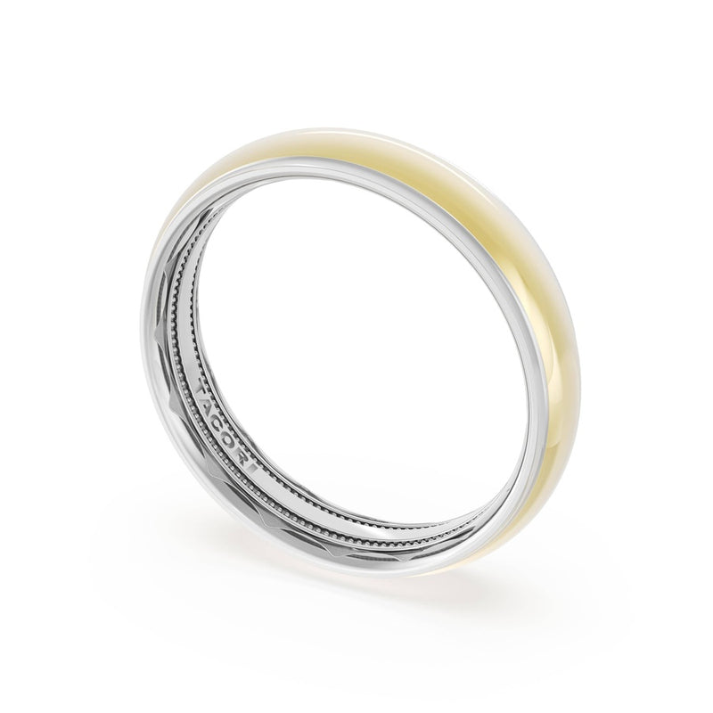 Rounded High Polish Finish Wedding Band in 14kt White Gold & 14kt Yellow Gold