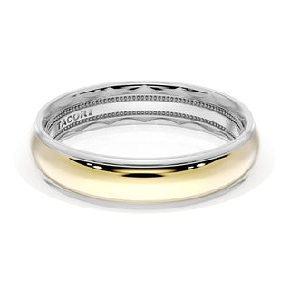 Rounded High Polish Finish Wedding Band in 14kt White Gold & 14kt Yellow Gold