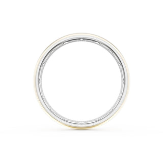 Rounded High Polish Finish Wedding Band in 14kt White Gold & 14kt Yellow Gold