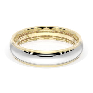 Rounded High Polish Finish Wedding Band in 14kt Yellow Gold & 14kt White Gold