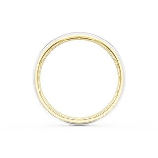 Rounded High Polish Finish Wedding Band in 14kt Yellow Gold & 14kt White Gold