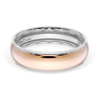 Rounded High Polish Finish Wedding Band in 18kt White Gold & 18kt Yellow Gold