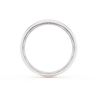Rounded High Polish Finish Wedding Band in 18kt White Gold & 18kt Yellow Gold