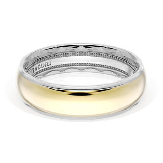 Rounded High Polish Finish Wedding Band in Platinum & 14kt Yellow Gold