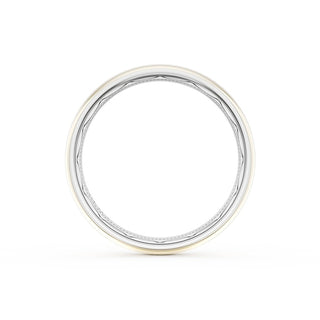 Rounded High Polish Finish Wedding Band in Platinum & 14kt Yellow Gold