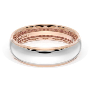 Rounded High Polish Finish Wedding Band in 18kt White Gold & 18kt Yellow Gold