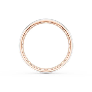 Rounded High Polish Finish Wedding Band in 18kt White Gold & 18kt Yellow Gold