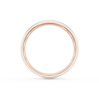 Rounded High Polish Finish Wedding Band in 14kt Rose Gold & 14kt White Gold