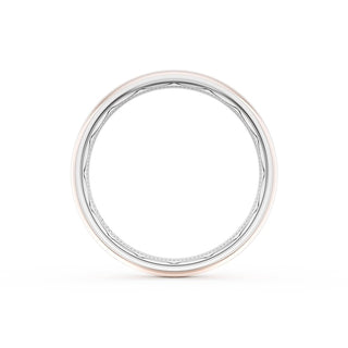 Rounded High Polish Finish Wedding Band in 14kt White Gold & 14kt Rose Gold