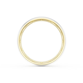 Rounded High Polish Finish Wedding Band in 14kt Yellow Gold & Platinum