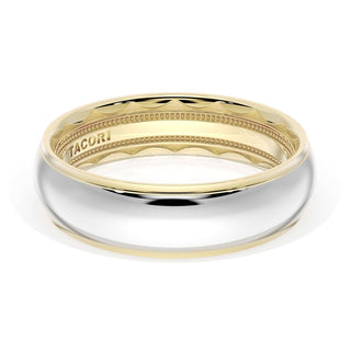 Rounded High Polish Finish Wedding Band in 14kt Yellow Gold & 14kt White Gold
