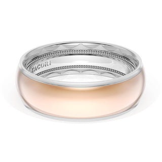 Rounded High Polish Finish Wedding Band in Platinum & 14kt Rose Gold