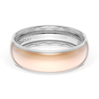 Rounded High Polish Finish Wedding Band in 18kt White Gold & 18kt Yellow Gold