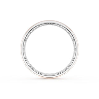 Rounded High Polish Finish Wedding Band in Platinum & 14kt Rose Gold