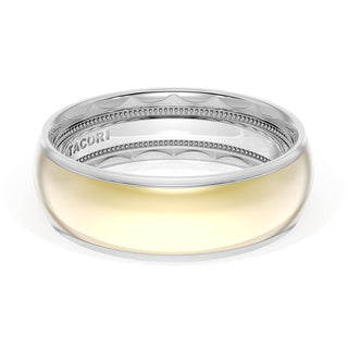Rounded High Polish Finish Wedding Band in Platinum & 14kt Yellow Gold