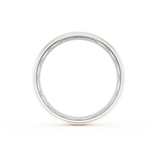 Rounded High Polish Finish Wedding Band in Platinum & 14kt Yellow Gold