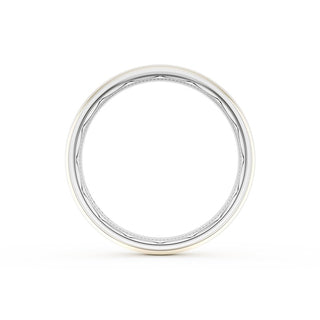 Rounded High Polish Finish Wedding Band in 18kt White Gold & 18kt Yellow Gold
