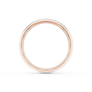 Rounded High Polish Finish Wedding Band in 14kt Rose Gold & Platinum