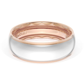 Rounded High Polish Finish Wedding Band in 14kt Rose Gold & 14kt White Gold